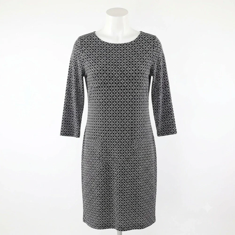 J Jill Wearever Geometric Shift Dress M Art Teacher Quiet Luxury Travel Knit